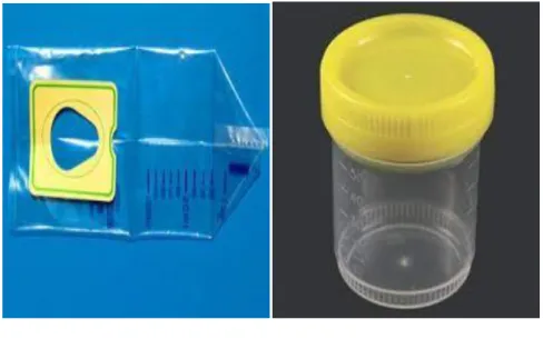 Figure 2: Urine collection bag and a polystyrene container.  