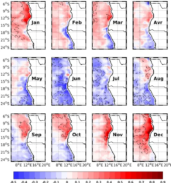 Figure 4.6: Monthly decadal trends of SST ( o C per decade) from NEMO over the period 1986- 1986-2015