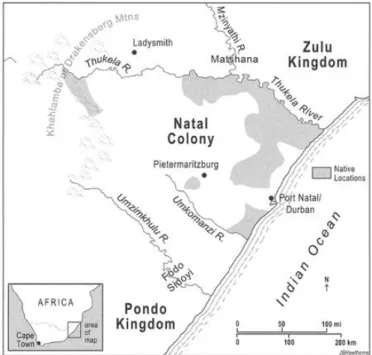 Figure 4.1: Map of Colonial Natal, 1847-1858   (Source: McClendon, 2006:263) 