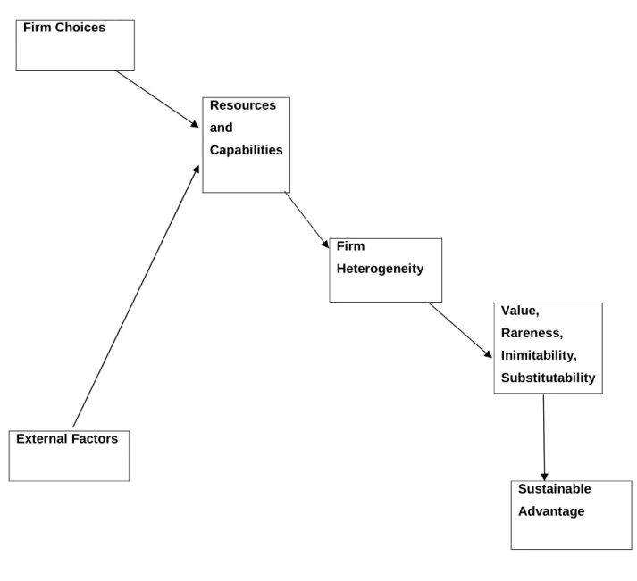 Figure 2.2: Sustainable advantage and RBV flow chart. 
