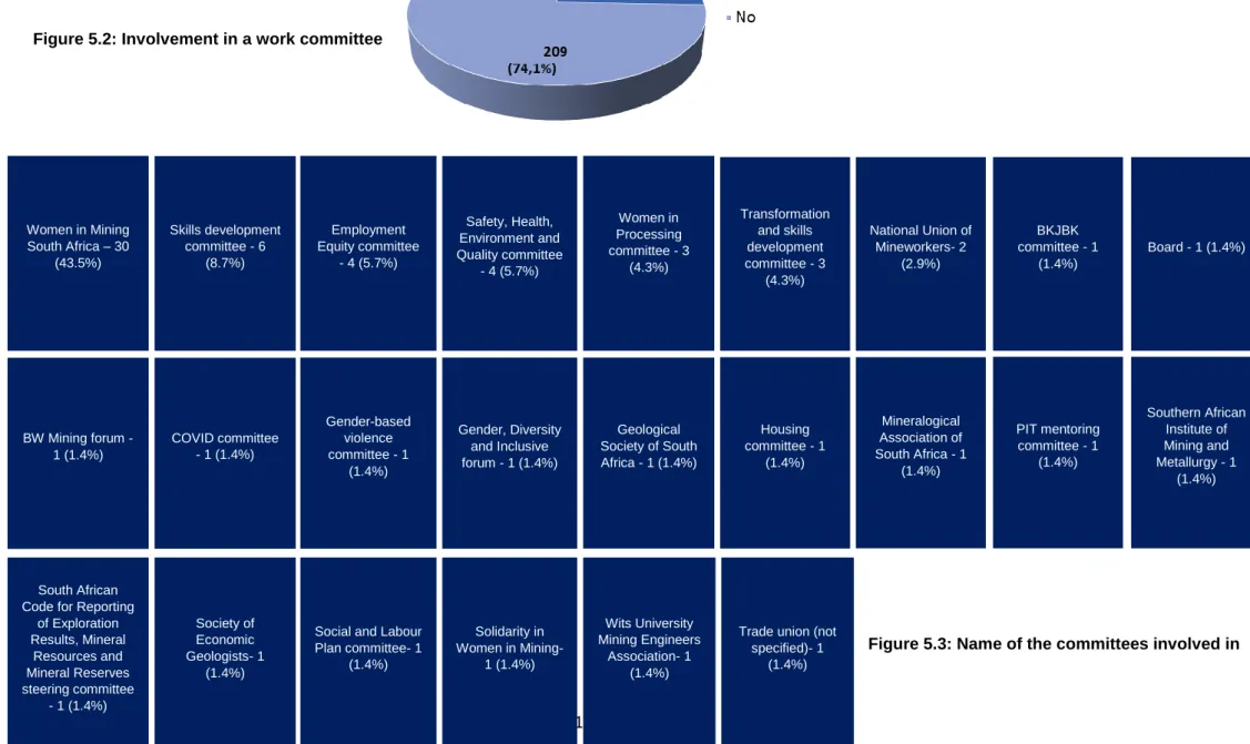 Figure 5.3: Name of the committees involved in Figure 5.2: Involvement in a work committee  