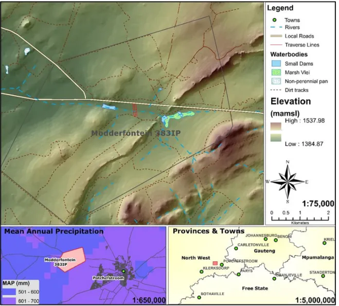 Figure 3-1: Locality map of the study area, Modderfontein 383IP. 