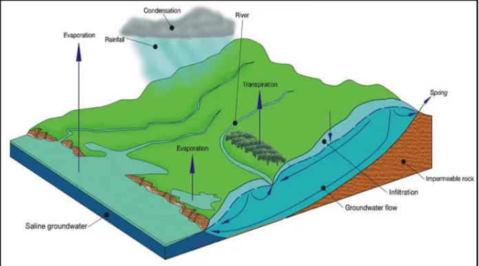 Figure 2.3: Nature of groundwater occurrence and recharge (Adapted from: Chilton and  Seiler, 2006) 