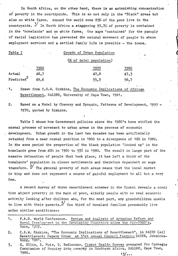 Table  I  Growth  of  Urban  Population 