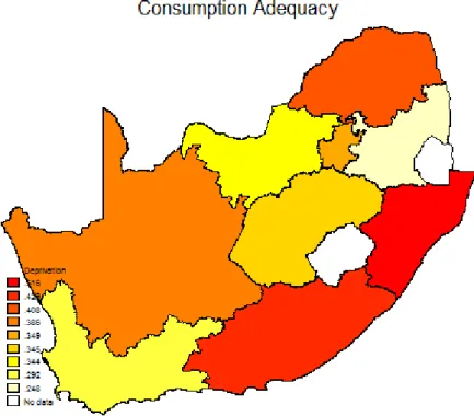 Figure 2 illustrates the proportion of the population in each province who are deprived in each  subjective indicator. Gauteng and the Western Cape enjoy the lowest levels of self‐reported hunger, 