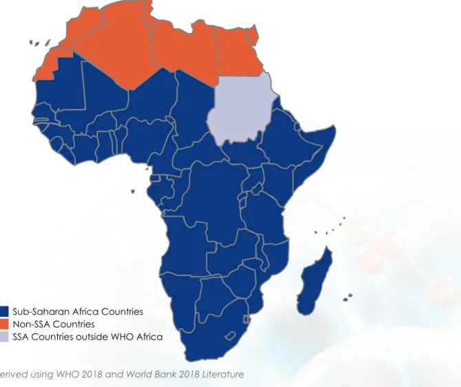 Figure 1: Map of Africa highlighting countries in SSA and WHO African Region