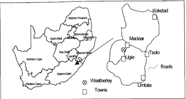 Figure 5.1 Location of the Weatherley catclunent in the northern Eastern Cape Province