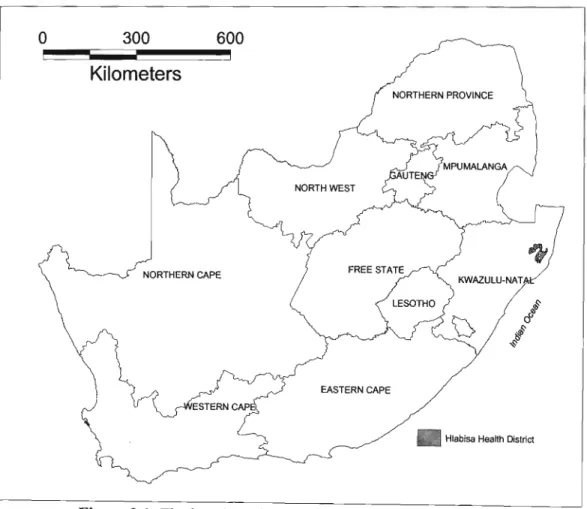 Figure 2.1: The location of the Hlabisa district in South Africa 