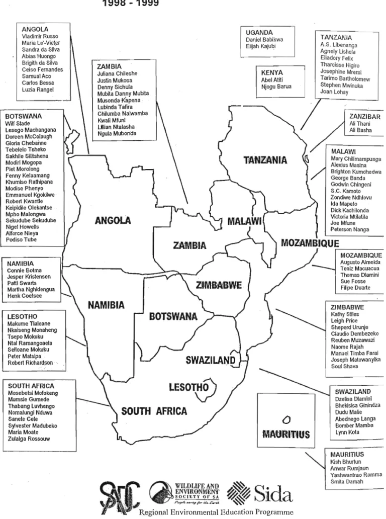 FIGURE FIVE: NAMES AND COUNTRIES OF SADC-REEP TRAINING PROGRAMME PARTICIPANTS: