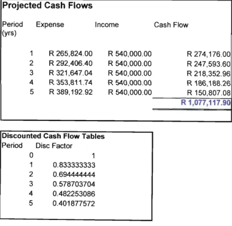 Table 4.1 Discounted Cash Flows