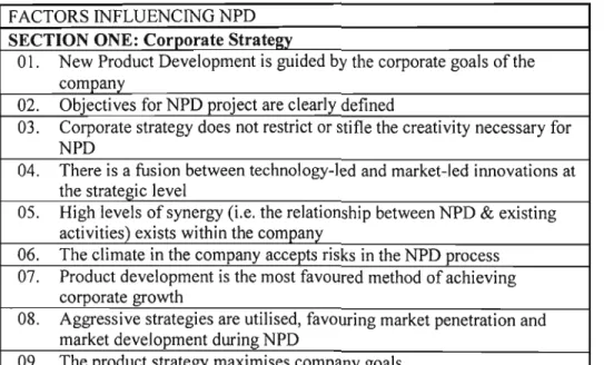 Table 4.1:  A  Model for Successful New Product Development  New Product Development should be more successful  if: 