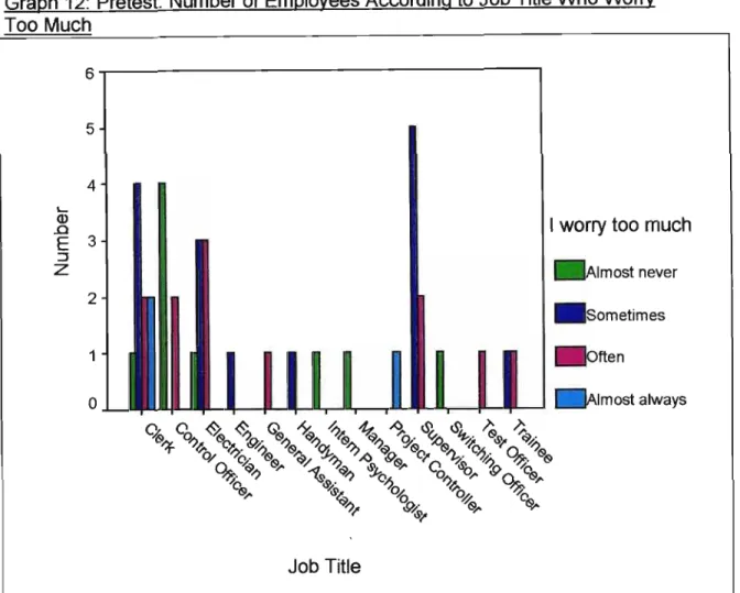 Graph 12: Pretest: Number of Employees According to Job Title Who WOrry Too Much