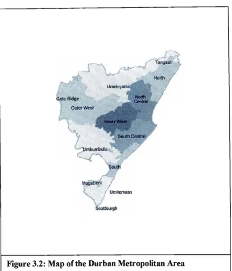 Figure 3.2: Map of the Durban Metropolitan Area 