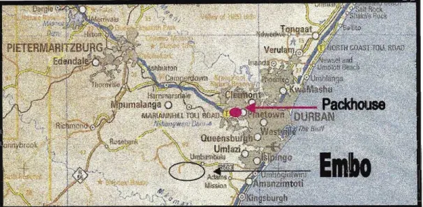 Figure 3.1: Map indicating location of Embo (Mapstudio, undated)
