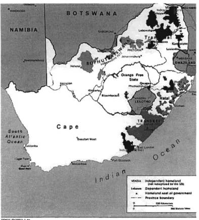 Figure 3.1 Provinces and Homelands in Apartheid South Africa 