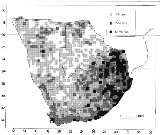 Figure 2.10 Distribution of ethnomedicinal plants, based on records from PRECIS (SANSI, 2005)