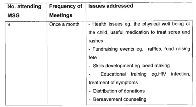 Table 3:AttendancelFrequency of meetings, issues addressed