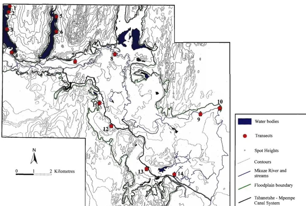 Figure 4.1 Location of transect sites.