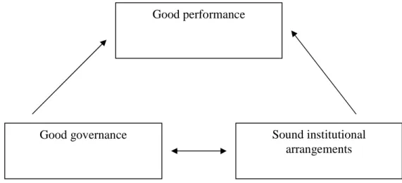 Figure 2.1: Postulated relationships between cooperative performance, institutional  arrangements and governance 