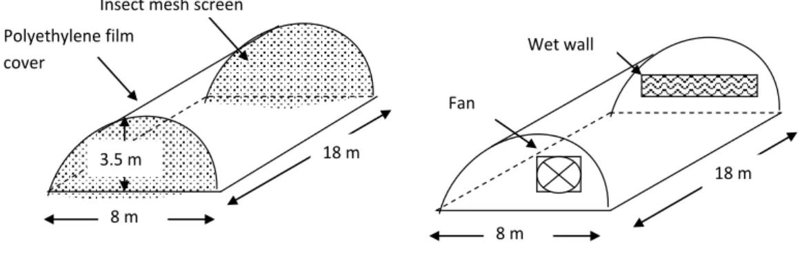 Figure 5.1  Schematic diagrams of the greenhouse tunnels 