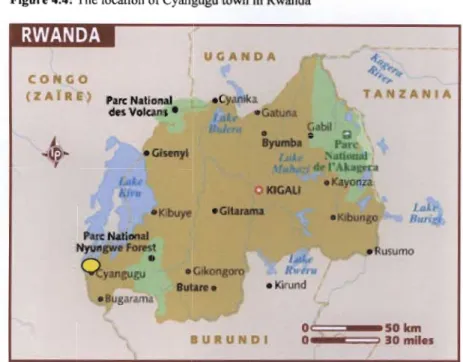 Figure 4.4: The location of Cyangugu town in Rwanda