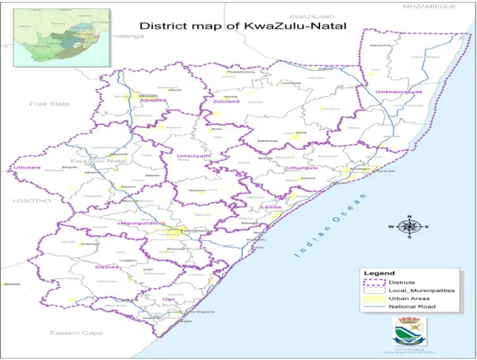 Figure 2.3: KwaZulu-Natal Map  Source: Umgeni (2011) 