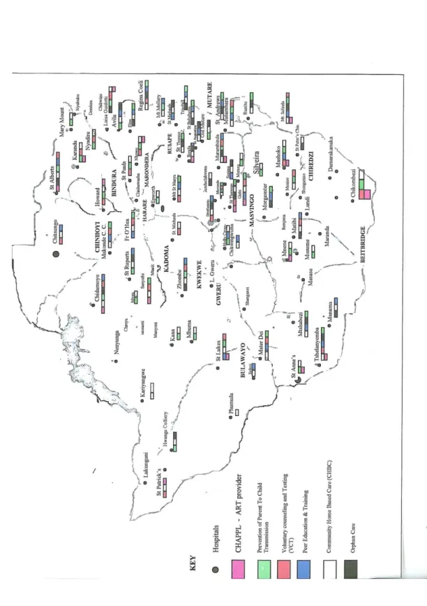 Figure 2. Map of some of ZACH’s HIV Interventions Sites: 2008. 140