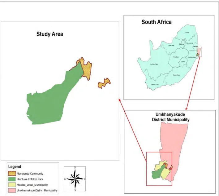 Figure 3. 1: Study Area Map: Nompondo Community and the HiP 