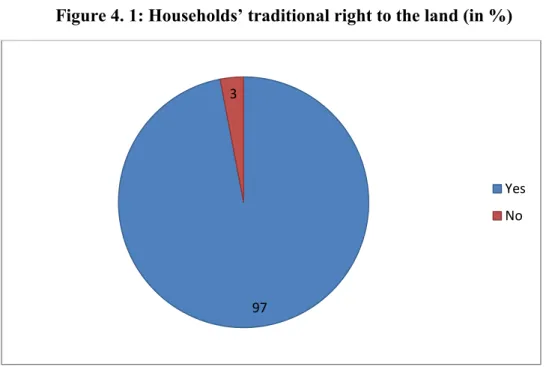 Figure 4. 1: Households’ traditional right to the land (in %)