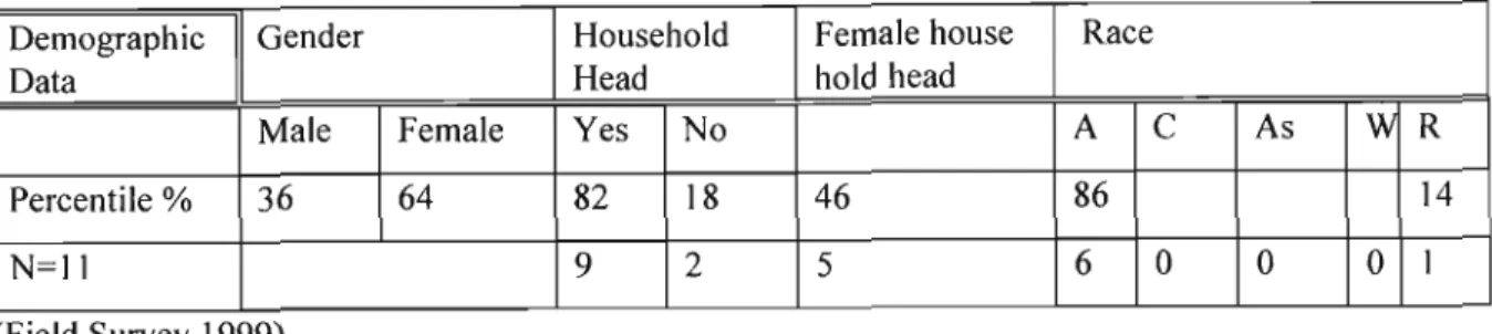 Table 10 Demographic data Ubunye Co op Housing