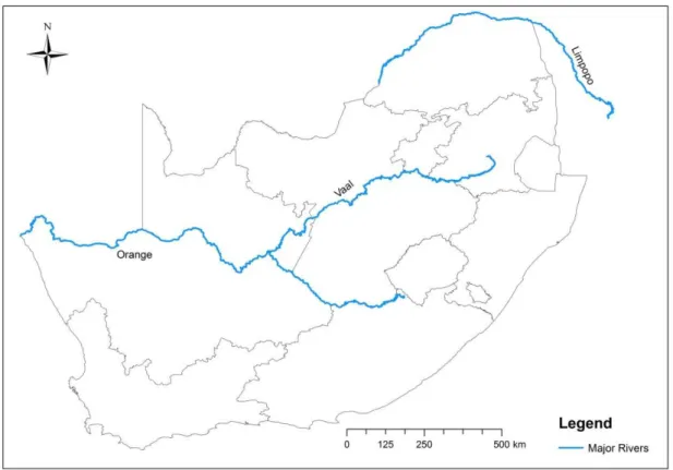 Figure 2.6. shows the mean annual rainfall in South Africa and Table 2.1. shows the altitude,  temperature and rainfall of major cities and towns in South Africa