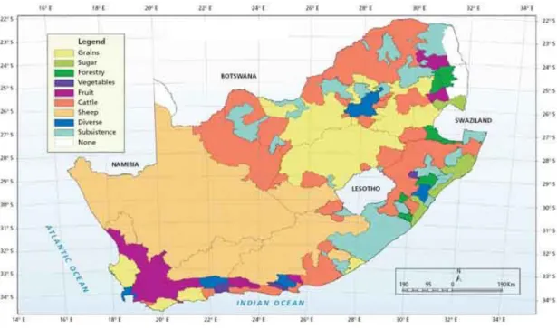 Figure 2.8.  Agricultural regions of South Africa (Source: UN FAO 
