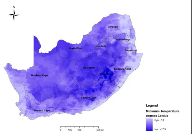 Figure 4.2.b   Maximum  temperatures  experienced  throughout  South  Africa   (Source:  UKZN  SAEES).