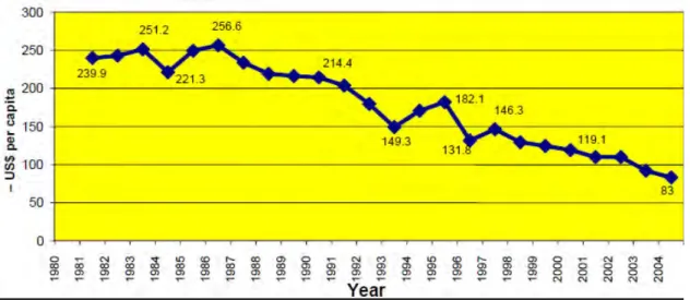 Figure 3.2: Changes in per capita incomes in Burundi 