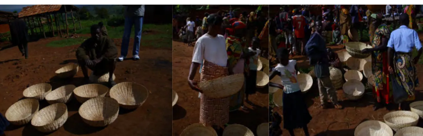 Figure 4.2: Sellers and buyers of bamboo baskets at the local market in Giheta 