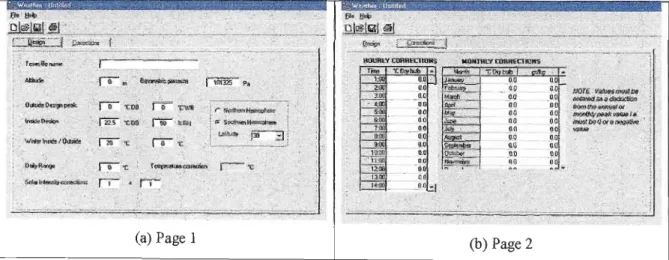 Figure 4.4 (a), (b): The User interface of the WEATHER UTILITY, pages 1 and 2
