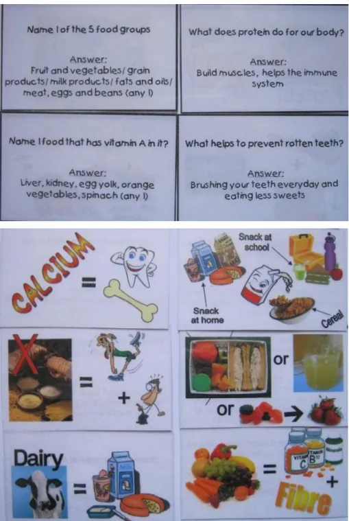 Figure 3.6:   Questions and answer cards with pictorial clues on the back 