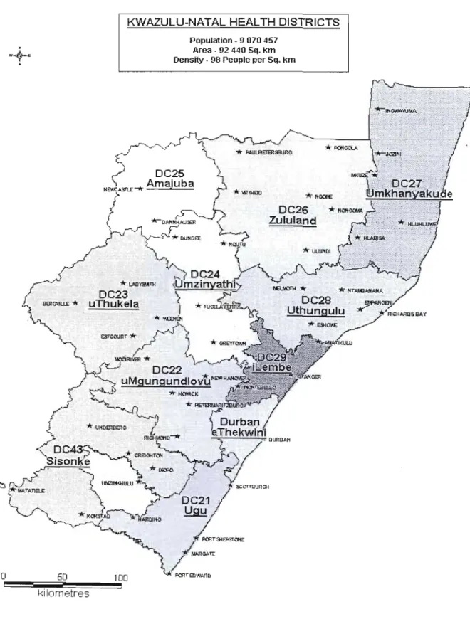 Figure 3.1: Map of KwaZulu-Natal 