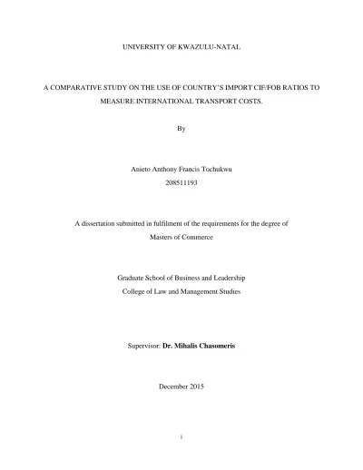 A comparative study on the use of country’s import CIF/FOB ratios to ...