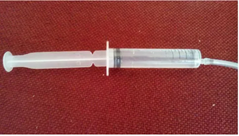 Figure 4.3: 10ml syringe used to fill PVC tubing with solution to be electrospun 
