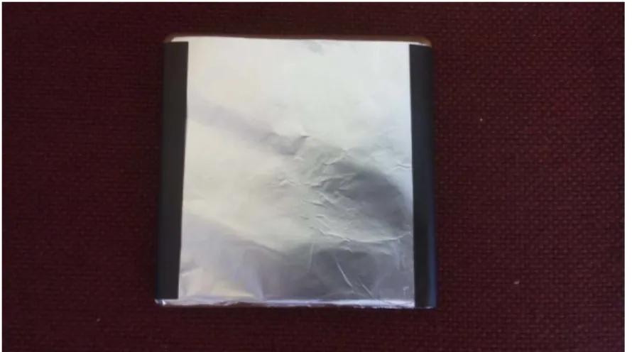 Figure 4.7:Copper plate wrapped in heavy foil which nanofibres can deposit on 