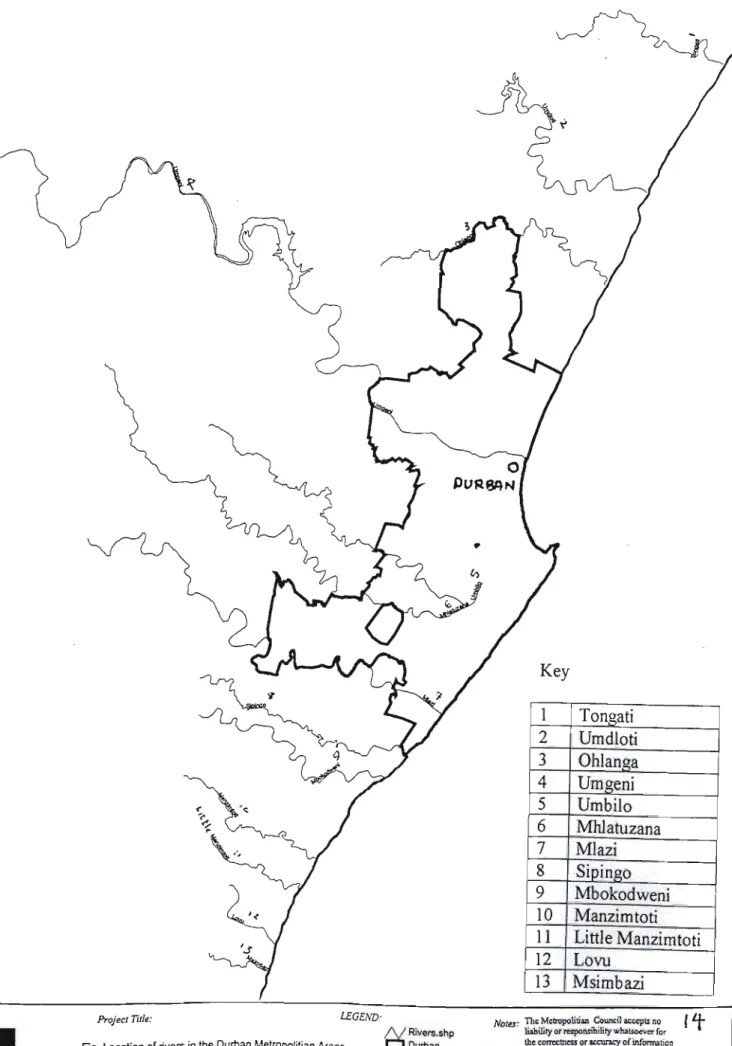 Fig.  Location of rivers in the Durban MetropoJitian Areas) 
