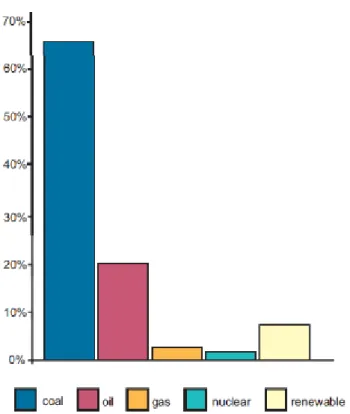 Figure 1-1: Sources of South Africa’s electricity generation. (SANERI 2011). 