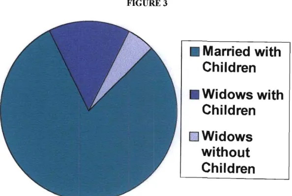 Figure 3:  A graphical illustration of women research participants married with  children,  those that are widows with children and those that are widows  without children