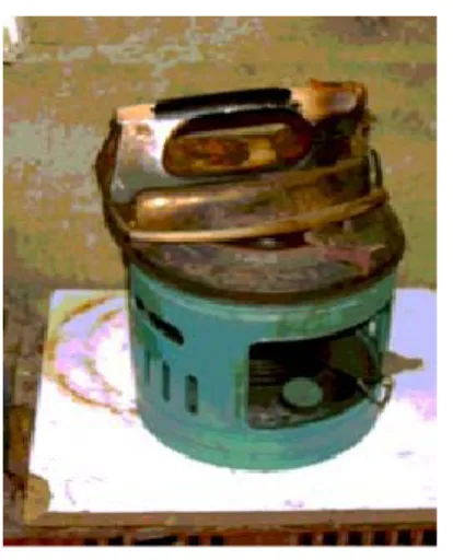 Figure 2.4  Iron heated on a  paraffin flame stove 