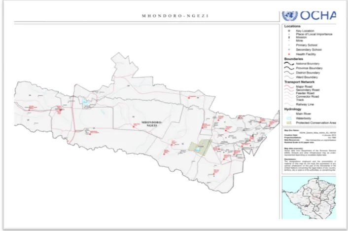 Figure  1.1:  Mhondoro-Ngezi  (Source:  United  Nations  Office  for  the  Coordination  of  Humanitarian Affairs) 