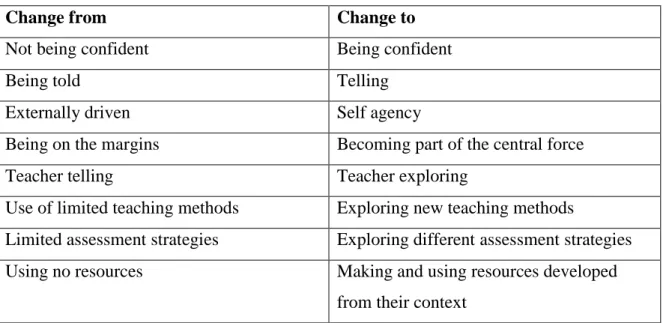 Table 4. 6: Professional changes noted in graduates of the NPDE programme  