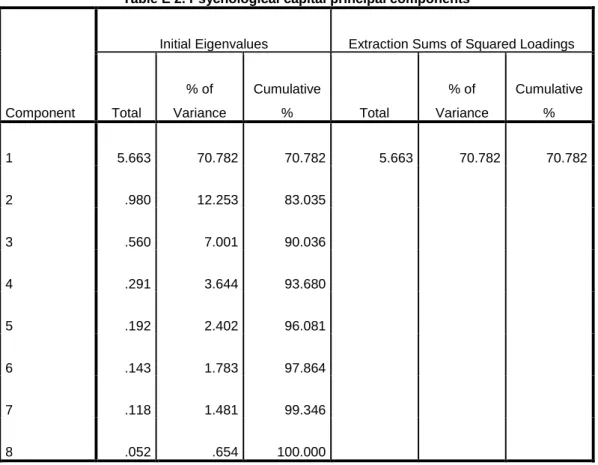 Table E 2. Psychological capital principal components 