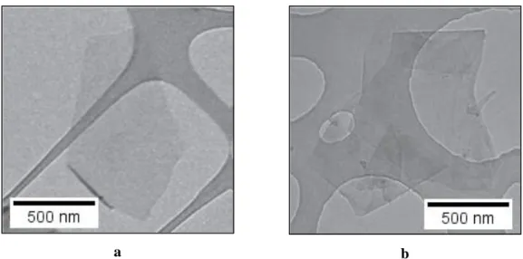 Figure 3-8 TEM images of single-layer graphene (a) and multi-layer graphene (b) [79]. 
