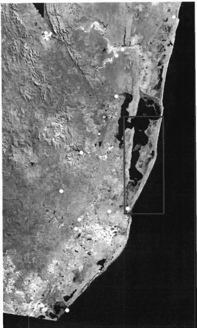 Figure 5.2: Rectified image from 7 May 2001 showing the 12 ground control points  used in the rectification process